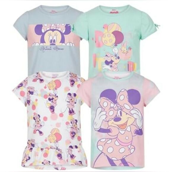 Disney Minnie Girls Cotton graphic T-Shirts 4 Pack - size 6 - Picture 1 of 13